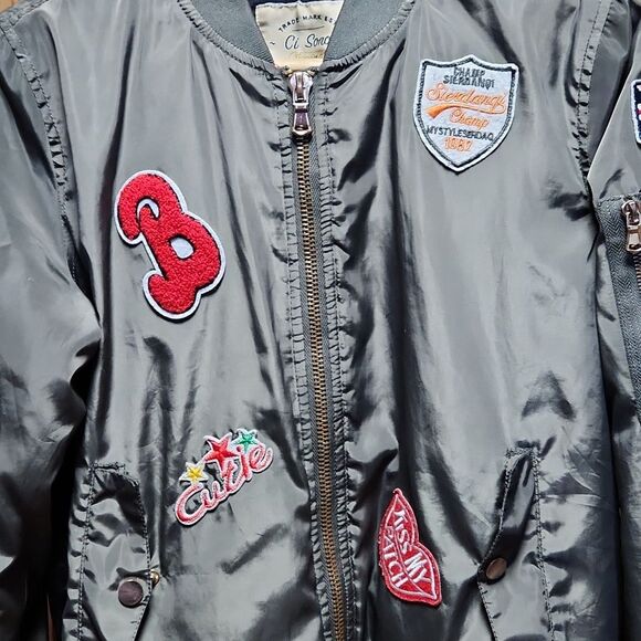 Ci Sono Originals Olive Green Orange Jacket Patches Women Size S Polyester - Picture 3 of 6